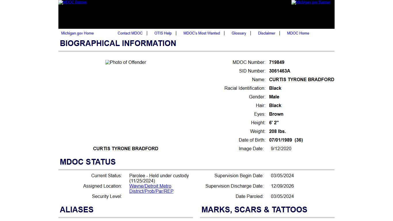 Offender Tracking Information System (OTIS) - Offender Profile